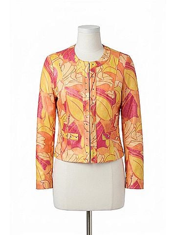 Joseph Ribkoff Floral Print Fitted Jacket in Pink/Multi (view 1)