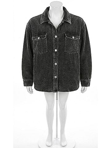 Free People Dawn Break Shacket in Washed Black (view 1)