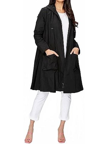 Joseph Ribkoff Memory Woven Hooded Trapeze Coat in Black (view 2)