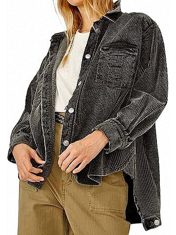Free People Dawn Break Shacket in Washed Black (view 2)