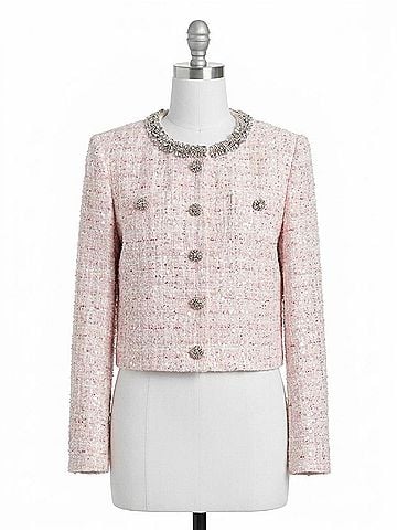 Self-Portrait Sequin Boucle Jacket in Pink (view 1)