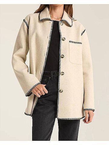 Z Supply Olivia Whipstitch Jacket in Oatmeal Heather (view 2)