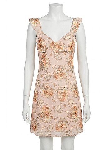 O'Neill Nellie Chiffon Ruffle Sleeve Dress in Rose Dust (view 1)