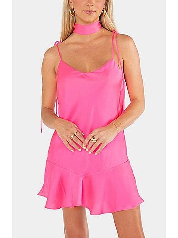 Show Me Your Mumu Uptown Tie Dress in Vivid Pink (view 2)