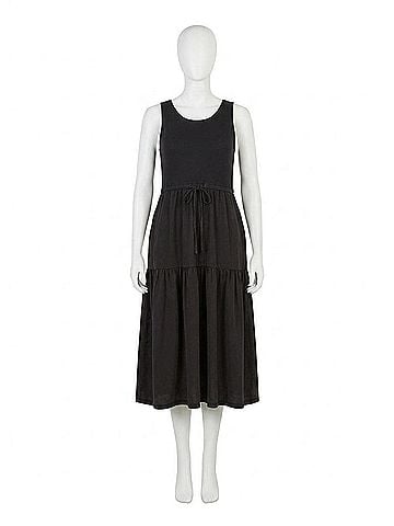 Tribal Mixed Media Dress in Black (view 1)