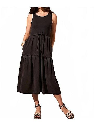 Tribal Mixed Media Dress in Black (view 2)