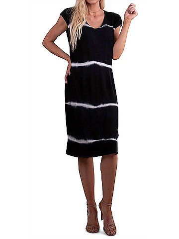 GiGi Moda Abriana Tie Dye Midi Dress in Black (view 2)