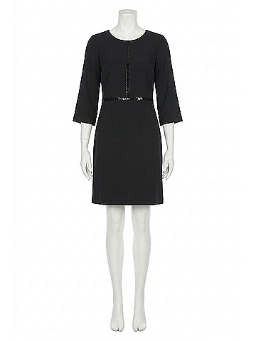 Joseph Ribkoff Scuba Crepe And Leatherette A-Line Dress in Black (view 1)