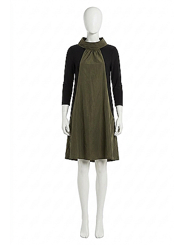 Joseph Ribkoff Cocoon Dress in Black/Avocado (view 1)
