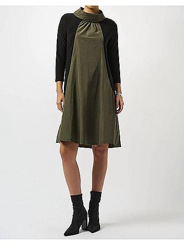 Joseph Ribkoff Cocoon Dress in Black/Avocado (view 2)