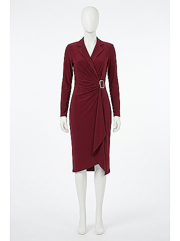 Joseph Ribkoff Faux Wrap Sheath Dress in Merlot (view 1)