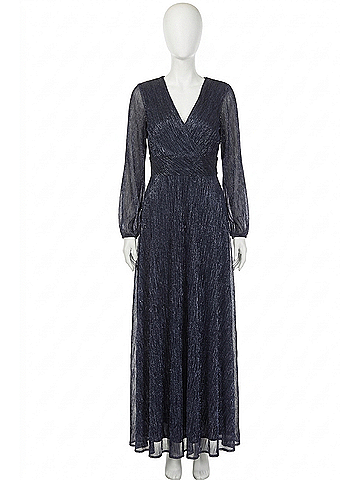 Joseph Ribkoff Metallic Wrap V-Neck Maxi Evening Dress in Navy (view 1)