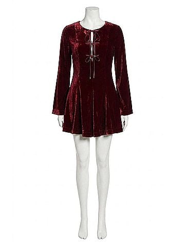 Free People Linney Velvet Mini Dress in Cabernet (view 1)