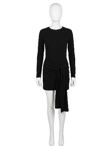 Theo Nomia Sheer Sleeve Draped Front Dress in Black (view 1)