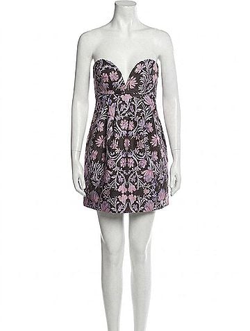 Free People Floreo Jacquard Strapless Mini Dress in Grey Combo (view 1)
