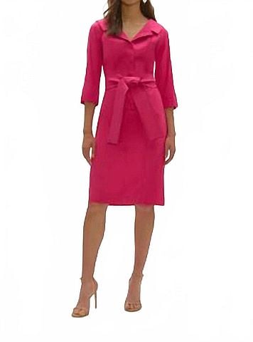 Joseph Ribkoff Knee Length Shirt Dress in Geranium (view 2)