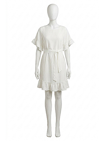 Joseph Ribkoff Ruffle Sleeve Dress in White (view 1)