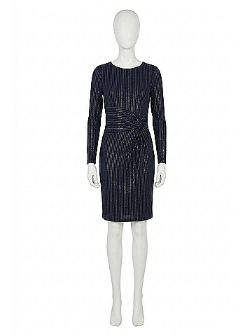 Joseph Ribkoff Metallic Pinstripe Dress in Midnight/ Gold (view 1)