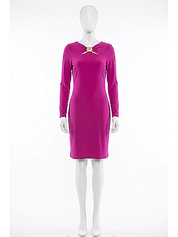 Joseph Ribkoff Gathered Keyhole Neck Sheath Midi Dress in Cosmos Violet (view 1)