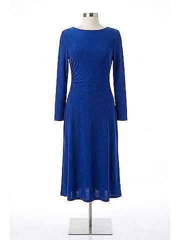Joseph Ribkoff Shimmery Ruched Fit And Flare Dress in Royal Sapphire (view 1)