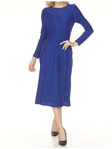 Joseph Ribkoff Shimmery Ruched Fit And Flare Dress in Royal Sapphire (view 2)