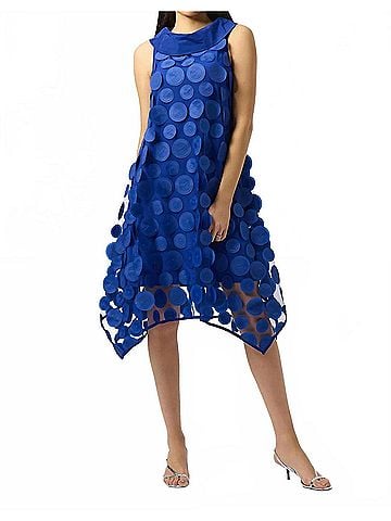 Joseph Ribkoff 3d Dot Mesh Mini Trapeze Dress in Royal Sapphire (view 2)