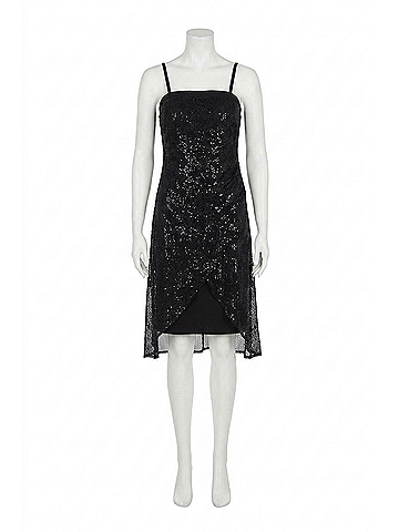 Joseph Ribkoff Foiled Mesh Dress in Black/Silver (view 1)
