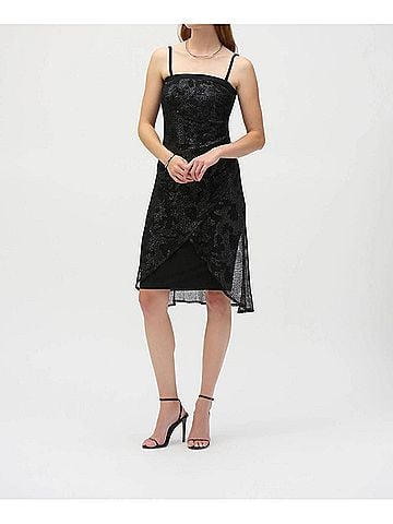 Joseph Ribkoff Foiled Mesh Dress in Black/Silver (view 2)