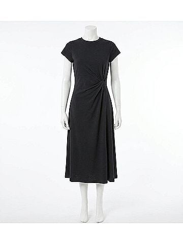 NATION LTD Frida Twist Midi Dress in Jet Black (view 1)