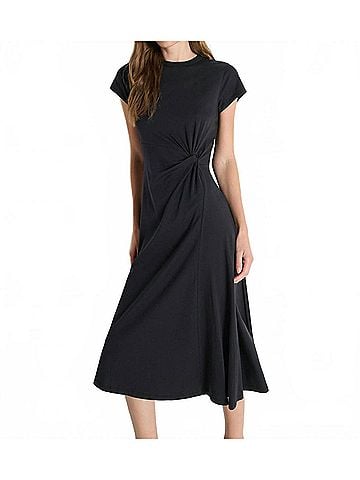 NATION LTD Frida Twist Midi Dress in Jet Black (view 2)