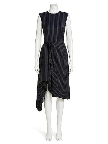 Alexander McQueen Engineered Knit Flare Midi Dress in Blue (view 1)
