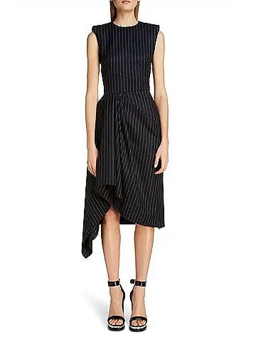 Alexander McQueen Engineered Knit Flare Midi Dress in Blue (view 2)