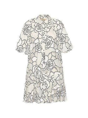 Theo Ourania Puff Sleeve Shirtdress in Ivory (view 1)
