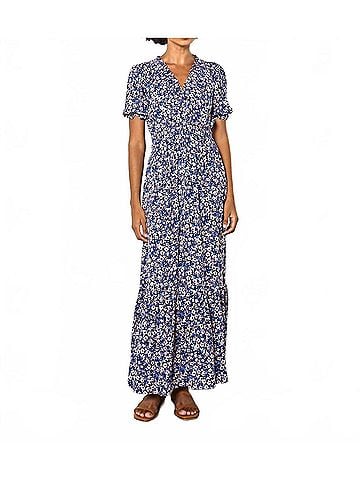 APRICOT Smock V-Neck Floral Maxi Dress in Blue (view 2)