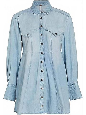 Free People Sammi Denim Mini Dress in Light Indigo (view 1)