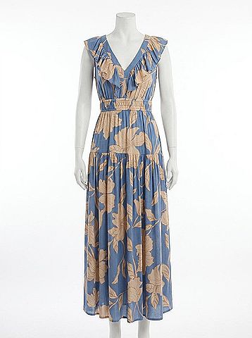 Z Supply Malene Bloom Floral Maxi Dress in Lake Blue (view 1)