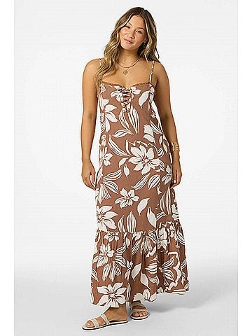 O'Neill Tasmin Floral Midi Dress in Carob Brown (view 2)