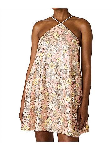 Steve Madden Catiana Sequin Halter Mini Dress in Pastel Multi (view 2)