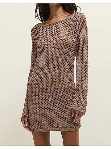 Z Supply Calabria Shimmer Crochet Dress in Campfire (view 2)