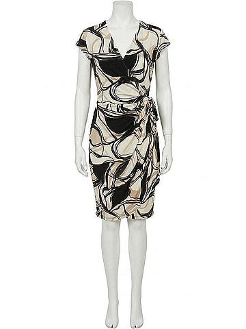 Maggy London Printed Wrap Dress in Ivory/Mocha (view 1)