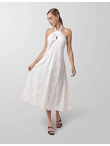 Line & Dot Pienza Halter Midi Dress in White (view 2)
