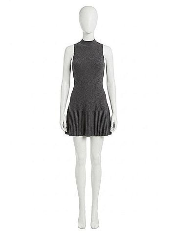 Line & Dot Sleeveless Mock Neck Sweater Dress in Charcoal (view 1)