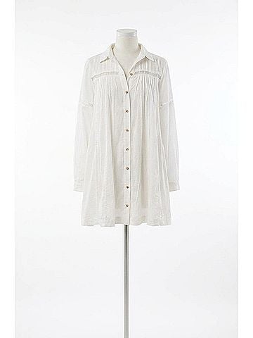 Free People Kennedy Mini Shirt Dress in Ivory White (view 1)