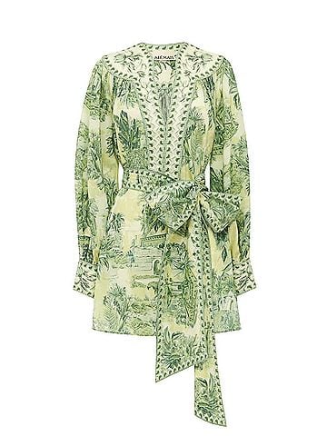 ALEMAIS Sara Mini Dress in Green (view 1)