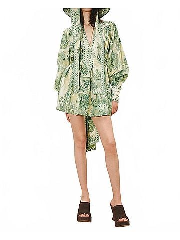ALEMAIS Sara Mini Dress in Green (view 2)