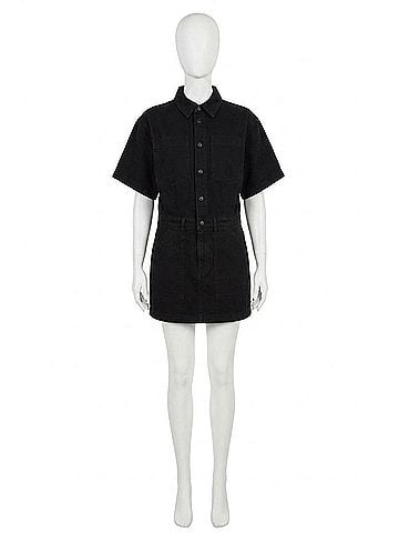 Pistola Tully Mini Button Down Dress in Fade To Black (view 1)