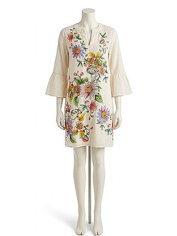 Johnny Was Ruffle Sleeve Dress in White (view 1)