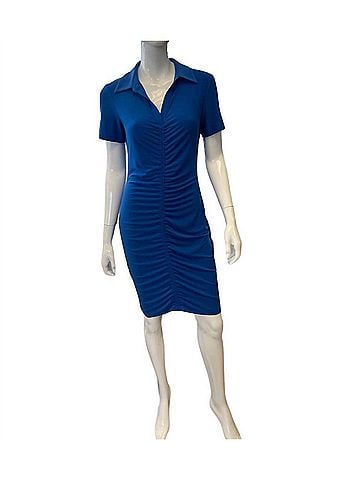 Joseph Ribkoff A-Line Polo Dress in Blue (view 2)