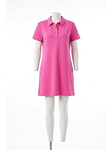 Tribal Techno Lux Scuba Short Sleeve Polo Dress in Freesia (view 1)