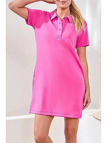 Tribal Techno Lux Scuba Short Sleeve Polo Dress in Freesia (view 2)